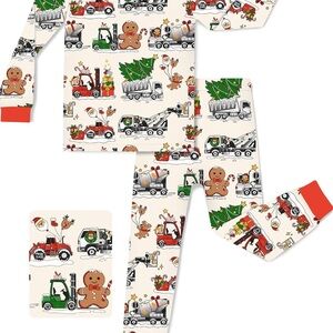Holiday Kids Pajama Set with Red and White Design